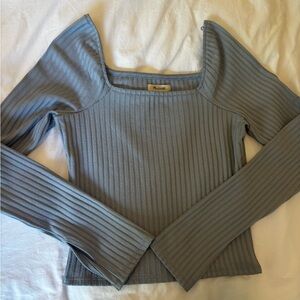 Madewell blue ribbed blouse